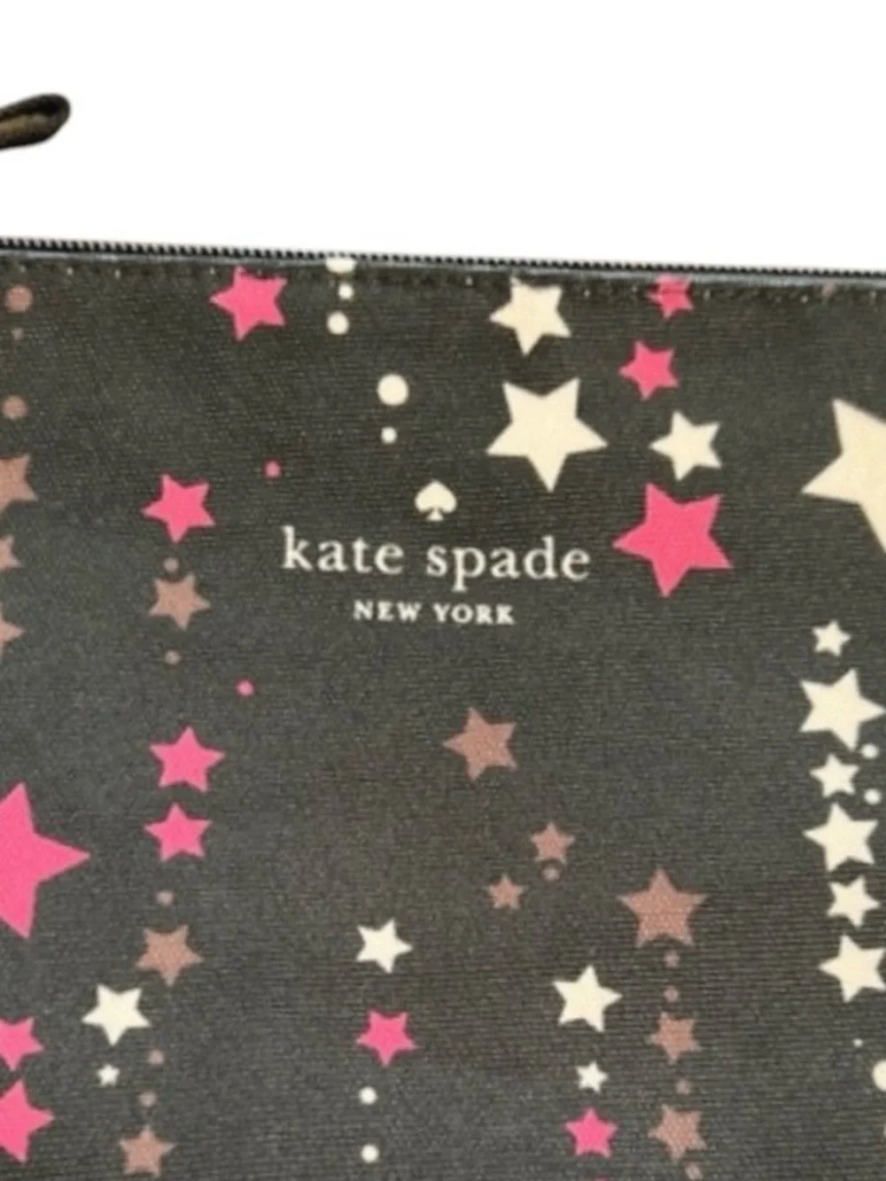 KATE SPADE Canvas Star Zip Top Pouch Makeup Bag